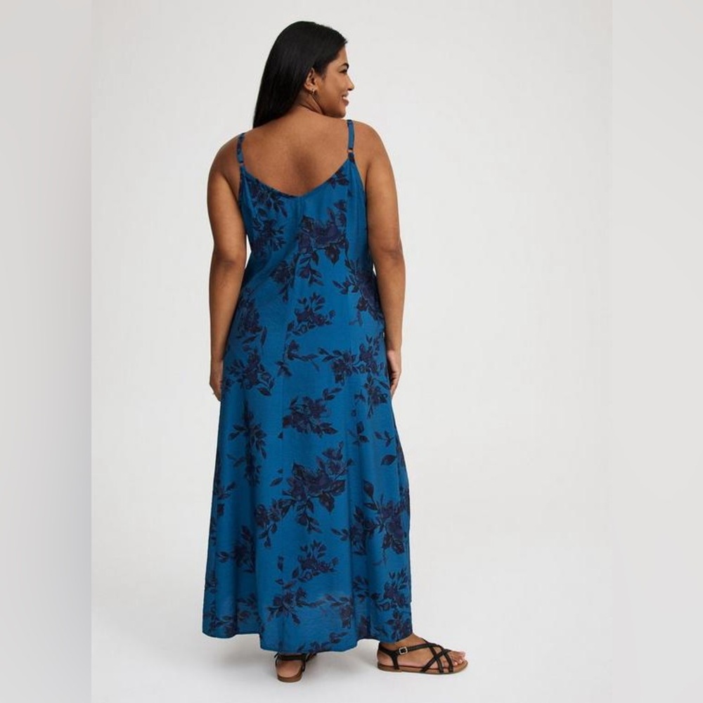 Torrid Trapeze Maxi Dress sz 0 Large Blurred Floral Legion Blue - Picture 2 of 11